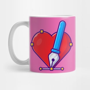 Love With Pen Tool Cartoon Vector Icon Illustration Mug